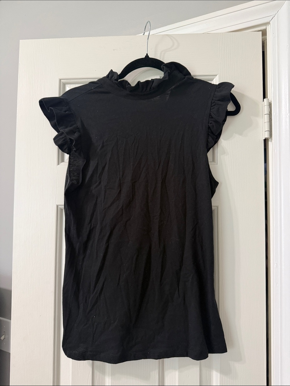 Sugarlips Black Ruffle Mock Neck Sleeveless Top